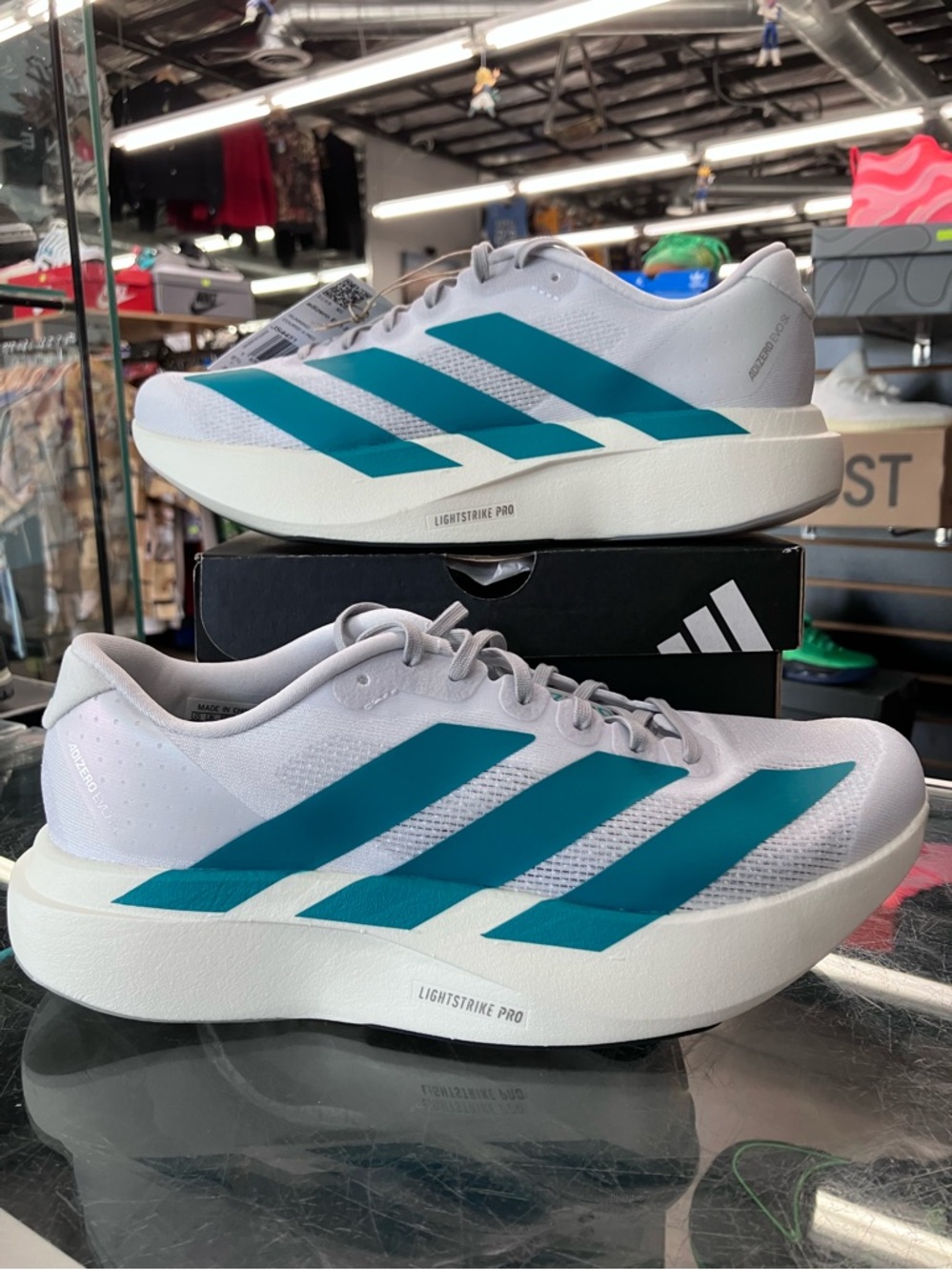 Women’s Adidas Evo SL White Pure Teal Size 8